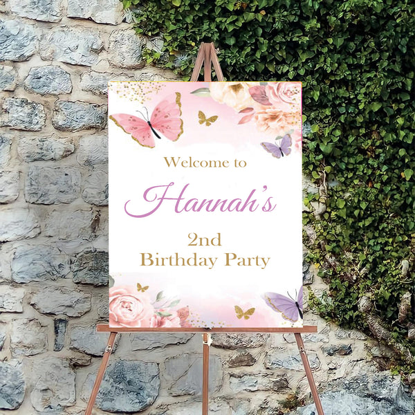 Butterfly Theme Birthday Party Yard Sign/Welcome Board