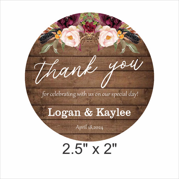 Rustic Theme Wedding Thank You Tag Favor /Stickers