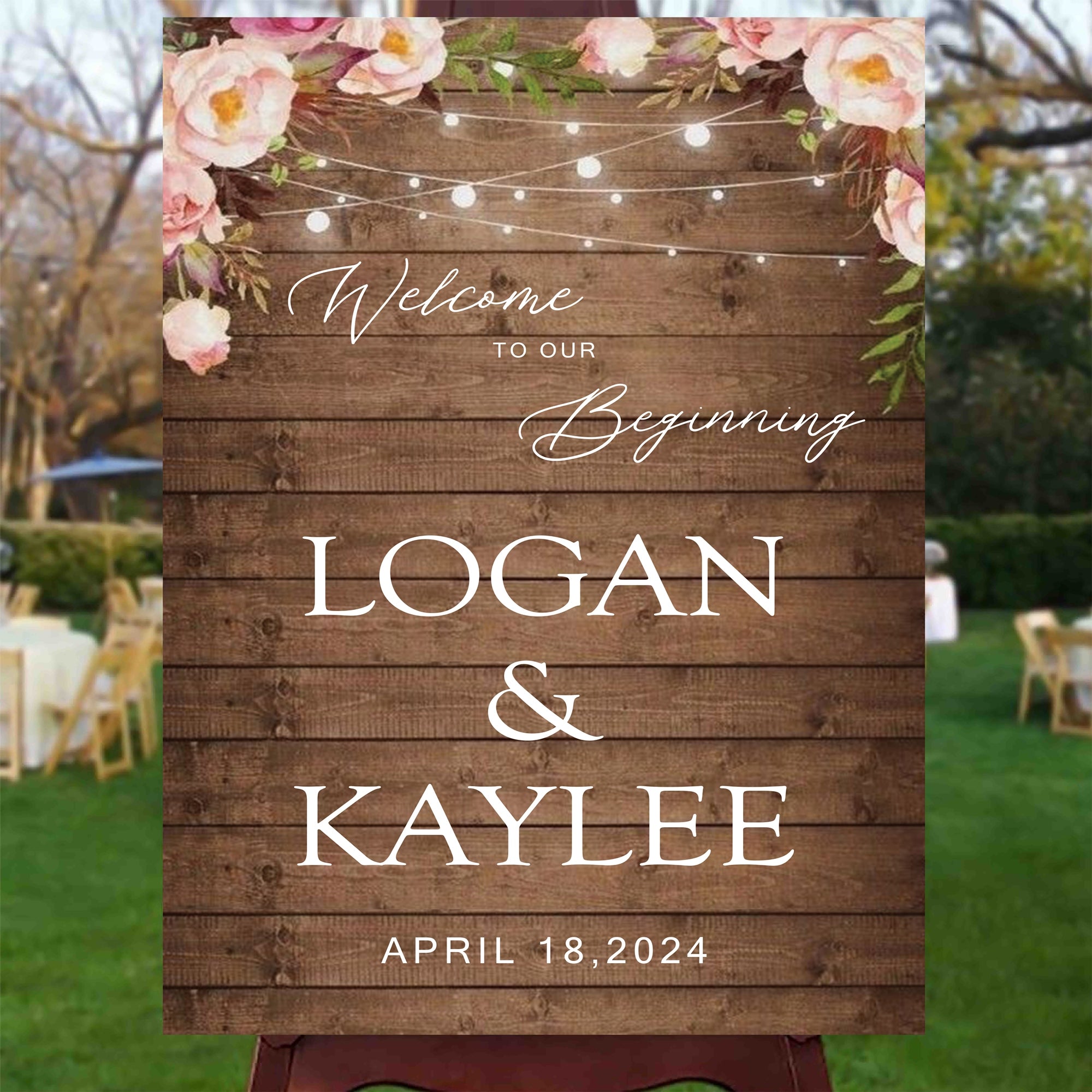 Rustic Theme Wedding Welcome Sign Board for Decoration