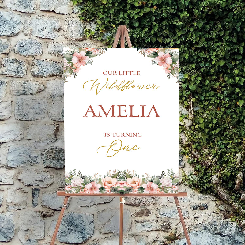 First Birthday Wild Flower Theme Birthday Party Yard Sign/Welcome Board