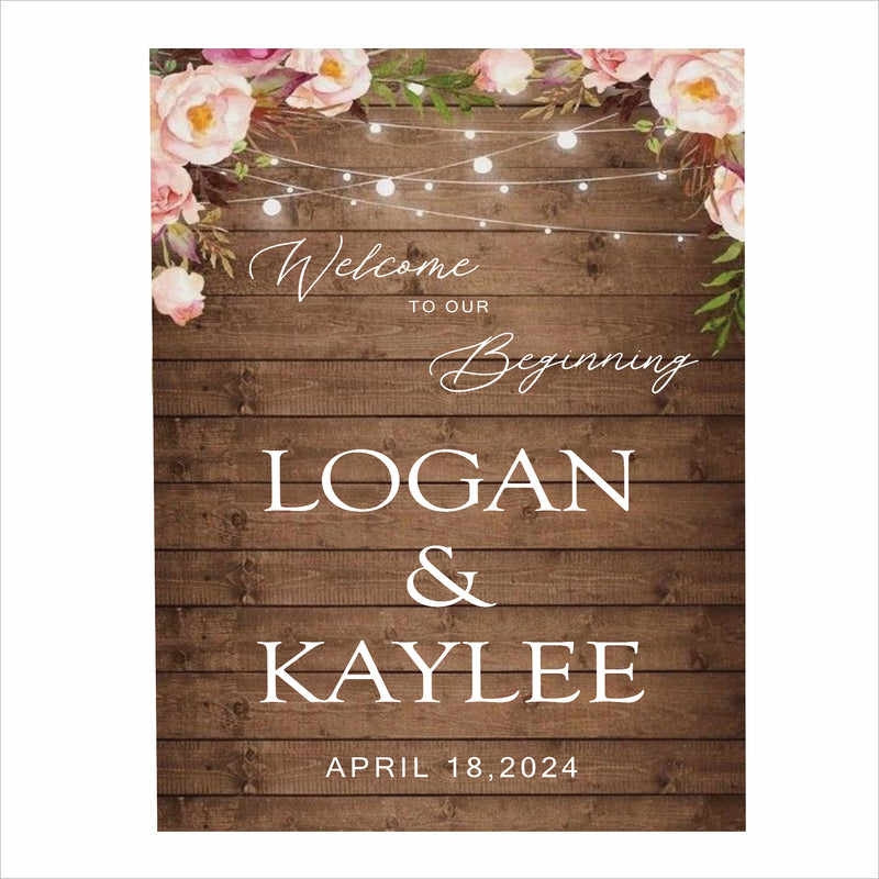 Rustic Theme Wedding Welcome Sign Board for Decoration