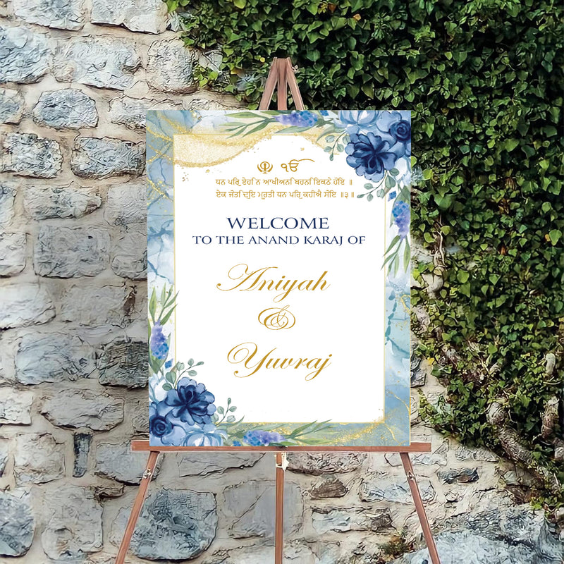 Indian Punjabi Wedding Anand Karaj  Ceremony Welcome Board for Decoration