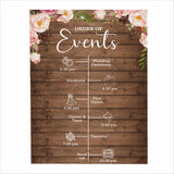 Rustic Theme Wedding Day Timeline Board