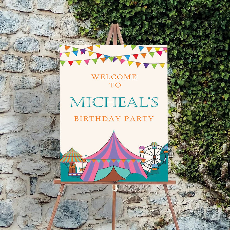 Carnival Theme Birthday Party Yard Sign/Welcome Board