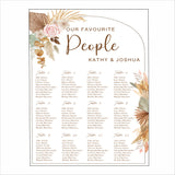 Pampas Grass Wedding Find your Seat Sitting Layout