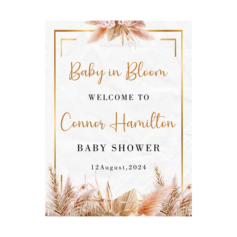 Baby in Bloom Baby Shower Welcome Board Sign for Decoration