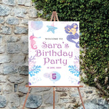 Mermaid Theme Birthday Party Yard Sign/Welcome Board