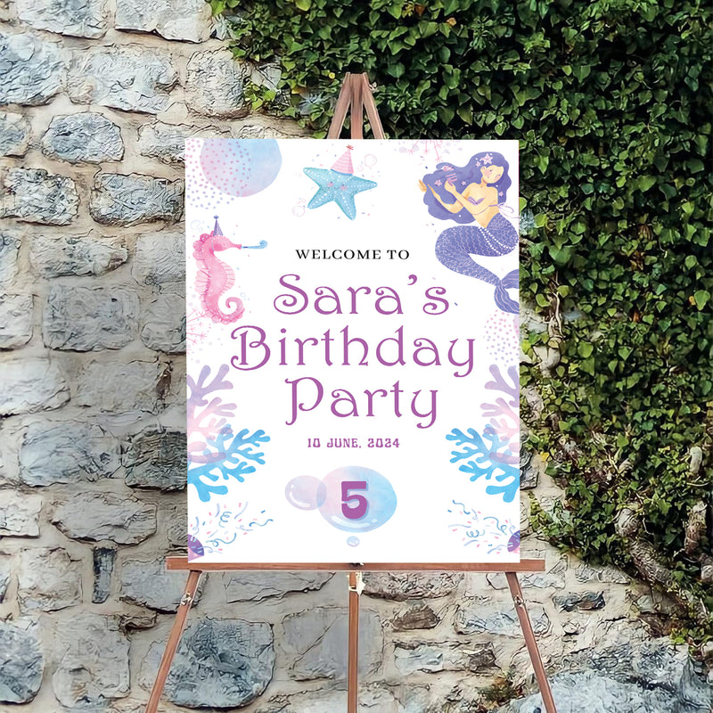 Mermaid Theme Birthday Party Yard Sign/Welcome Board