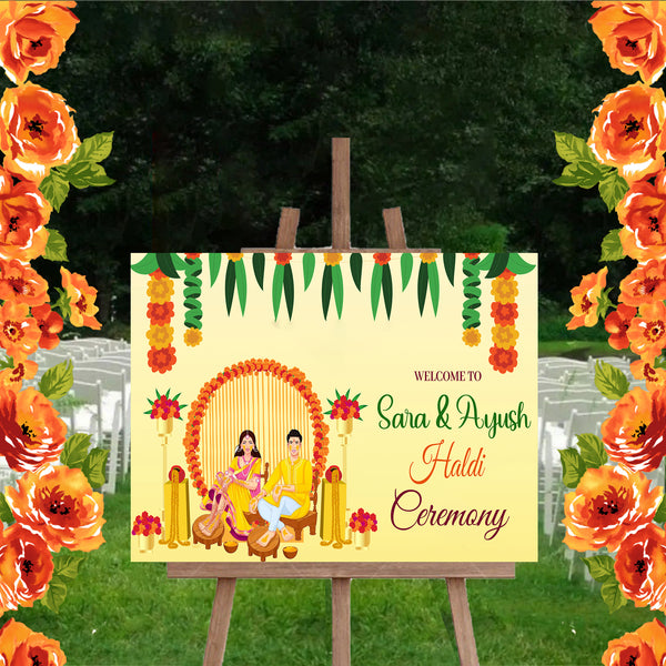 Haldi Ceremony Welcome Board for Decoration