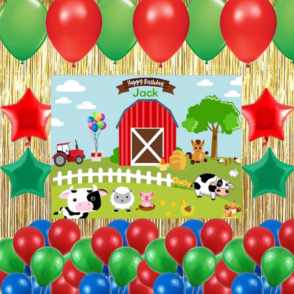 Farm Fresh Birthday Complete Party Set With Personalized Backdrop