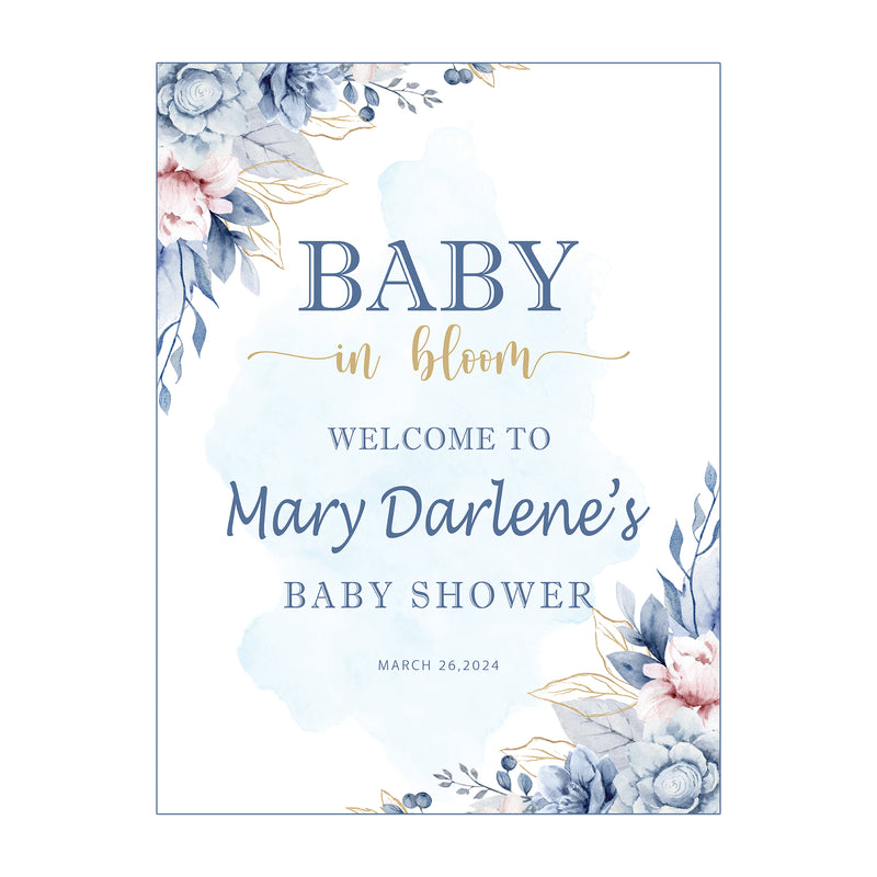 Baby in Bloom Baby Shower Welcome Board Sign for Decoration