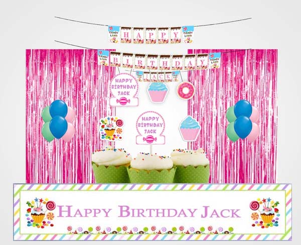 Candyland Birthday Party Decoration Kit - Personalized