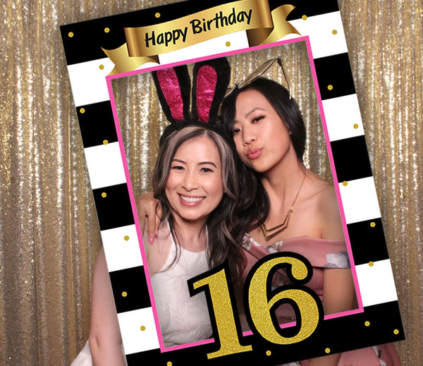 16th Theme Birthday Party Selfie Photo Booth Frame