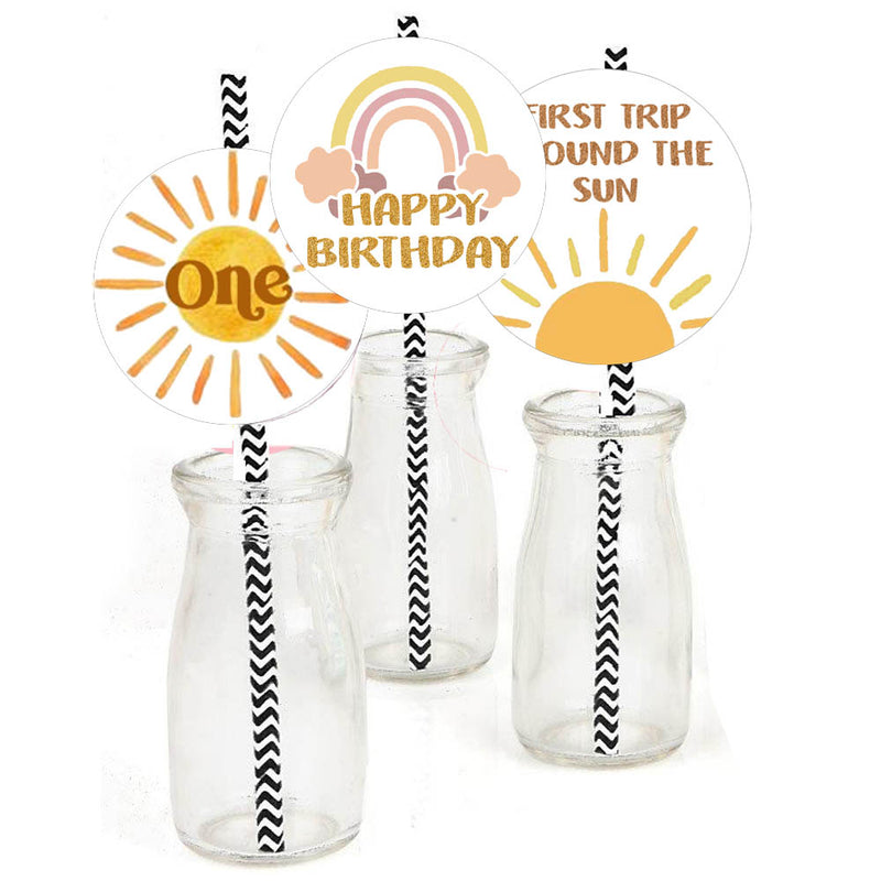 First Trip Around The Sun  Birthday Party Paper Decorative Straws