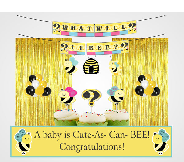 "What It Will Bee" Baby Shower Party Decoration Kit