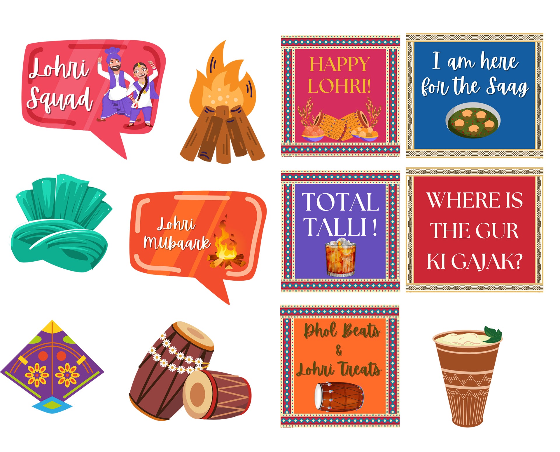 Lohri Party Photo Booth Props Kit