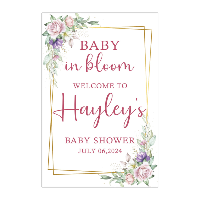 Baby in Bloom Baby Shower Welcome Board Sign for Decoration