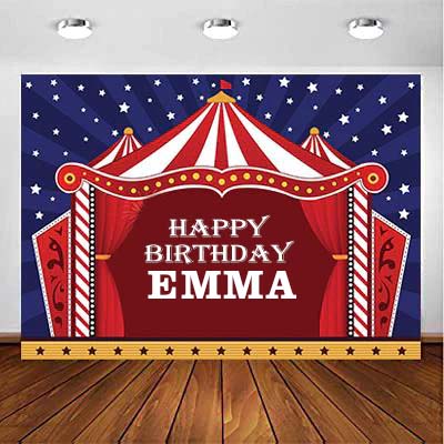 Carnival Theme Birthday Party Personalized Backdrop.