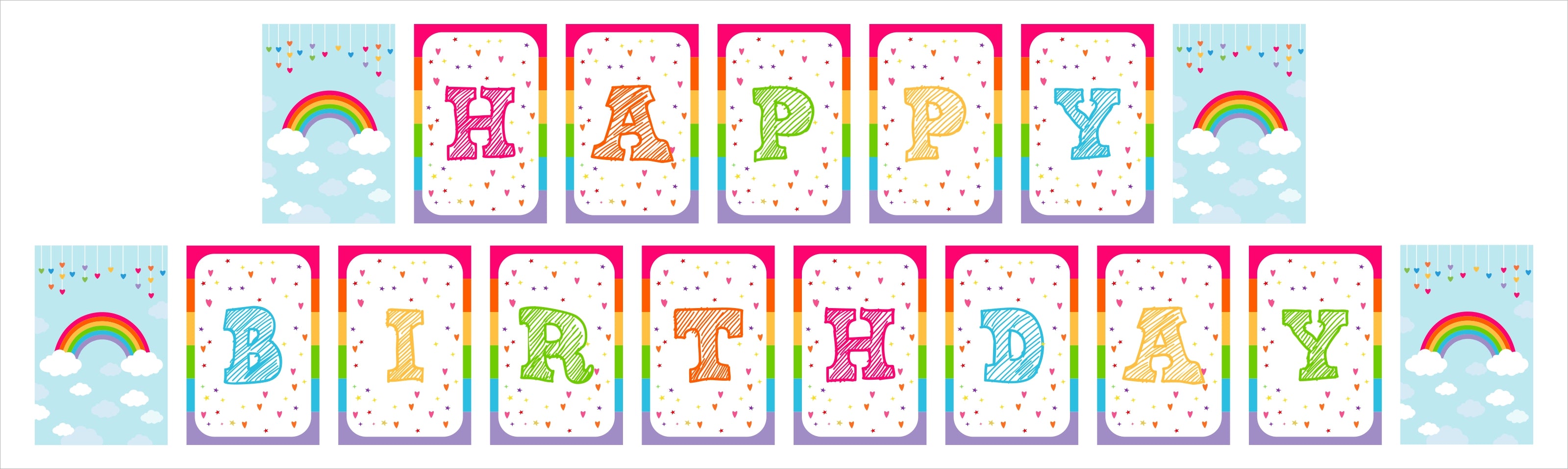 Rainbow Birthday Party Banner for Decoration