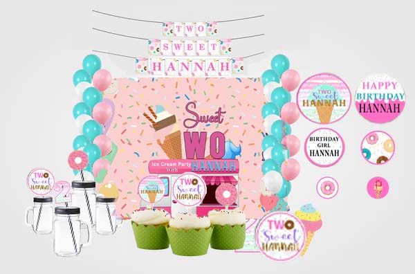 Two Sweet Birthday Complete Personalize Party Kit