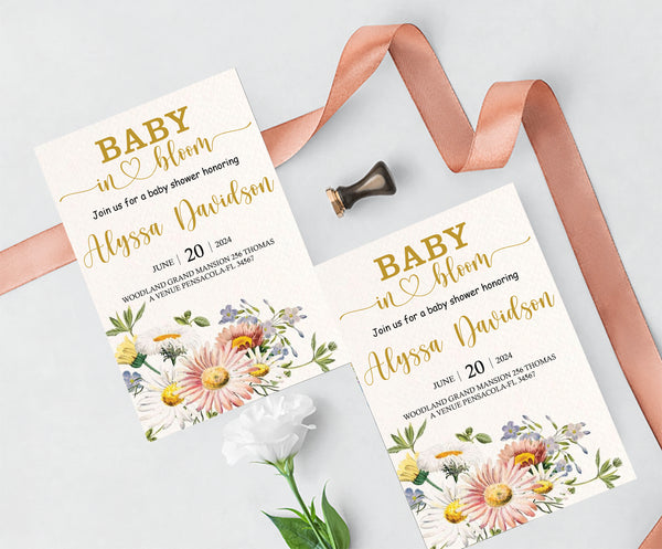 Baby In Bloom Theme Baby Shower E- Invite/Printed Invitation Card