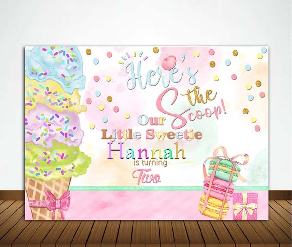 Two Sweet Birthday Party Personalized Backdrop