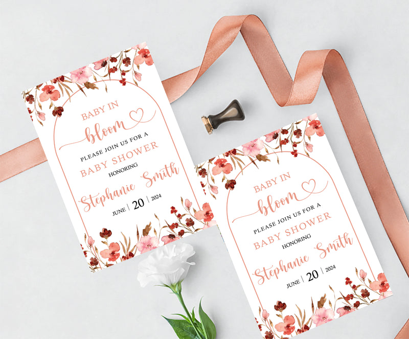 Baby In Bloom Theme Baby Shower E- Invite/Printed Invitation Card