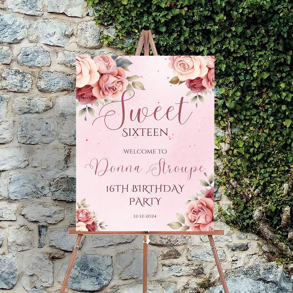 16th Theme Birthday Party Yard Sign/Welcome Board