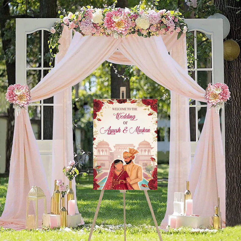 Indian Wedding Ceremony Welcome Board Sign for Decoration