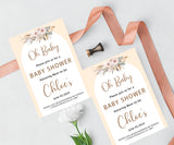 Boho Theme Baby Shower E- Invite/Printed Invitation Card