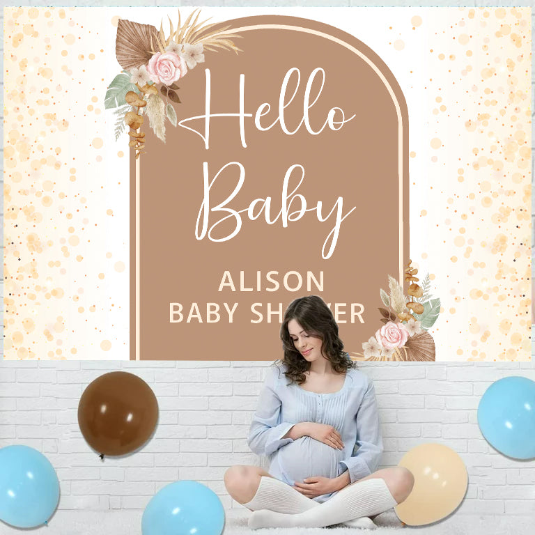 Boho Theme Baby Shower Party Personalized Backdrop