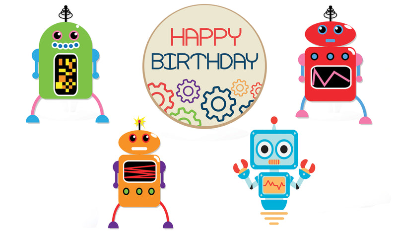 Robot Theme Birthday Party Cutouts