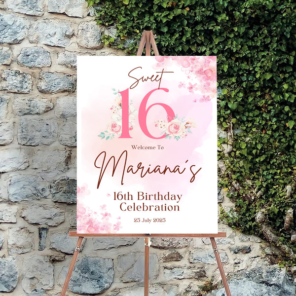 16th Theme Birthday Party Yard Sign/Welcome Board