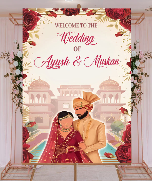 Indian Wedding Ceremony Welcome Board Sign for Decoration