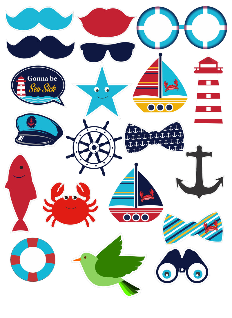 Nautical Theme Birthday Party Photo Booth Props Kit