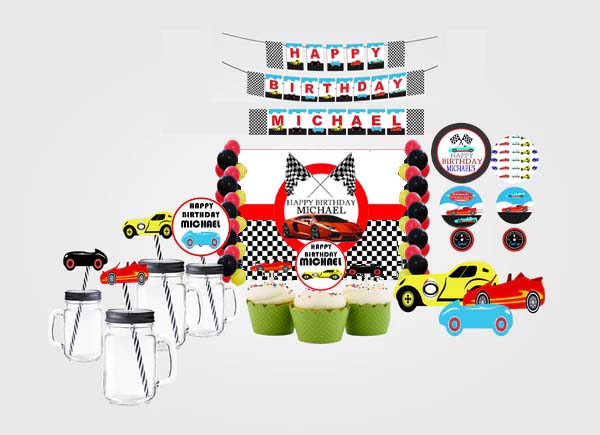 Racing Car Birthday Complete Personalize Party Kit