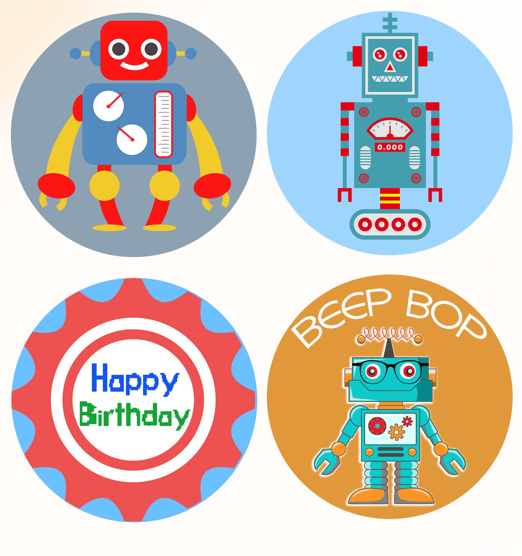 Robot Birthday Party Paper Decorative Straws