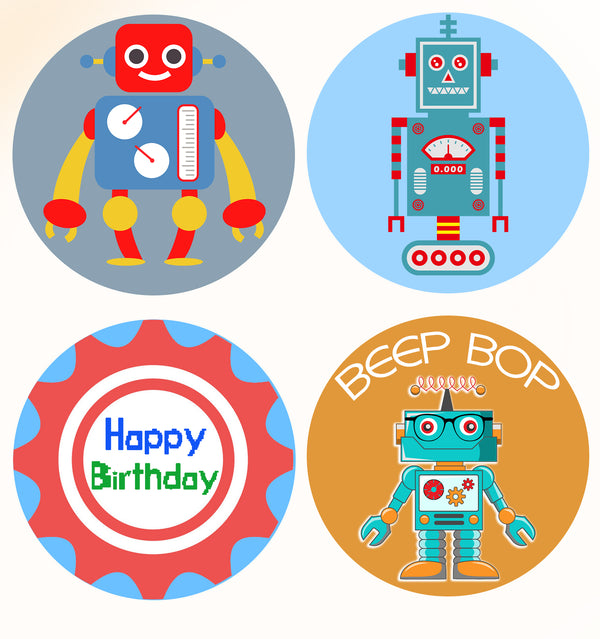 Robot Birthday Party Paper Decorative Straws