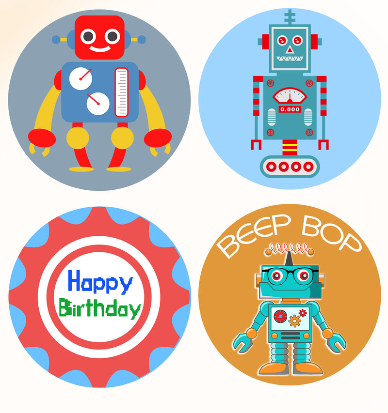 Robot Birthday Party Paper Decorative Straws