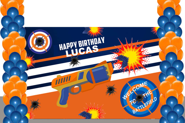 Battlefield Birthday Party Decoration Kit With Personalized Backdrop.