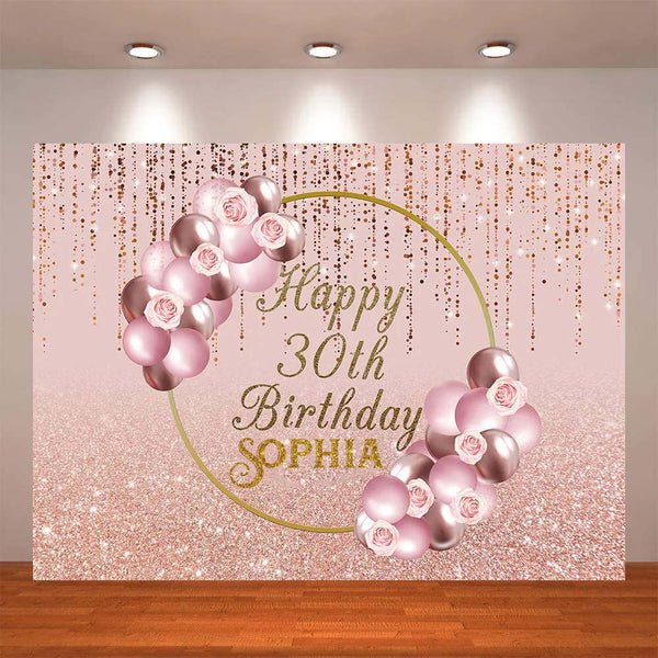 30th Theme Birthday Party Personalized Backdrop.