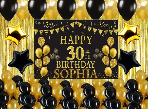 30th Birthday Party Complete Set with Personalized Backdrop
