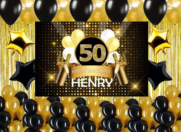 50th Birthday Party Complete Set with Personalized Backdrop