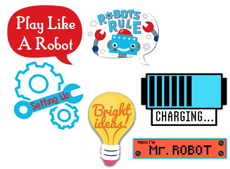 Robot Birthday Party Photo Props Kit