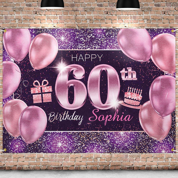 60th Theme Birthday Party Personalized Backdrop