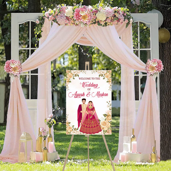 Indian Wedding Ceremony Welcome Board Sign for Decoration