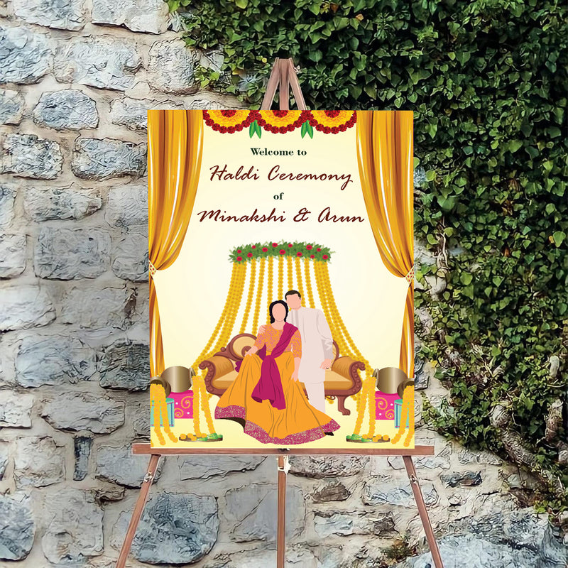 Haldi Ceremony Welcome Board for Decoration