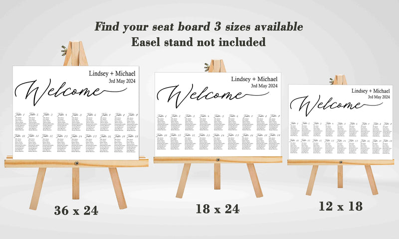 Modern Minimalist Theme Wedding Find your Seat Sitting Layout