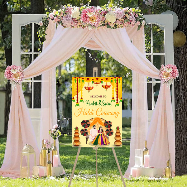 Wedding Haldi Ceremony Welcome Board for Decoration