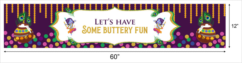 Little Krishna Theme Birthday Party Long Banner for Decoration